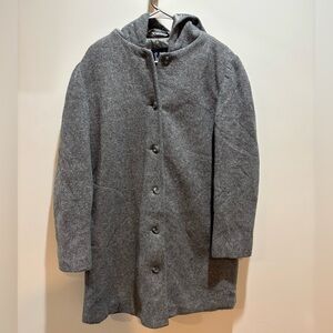 Gap Gray hooded Duffle Coat. Wool blend Button-Up Coat